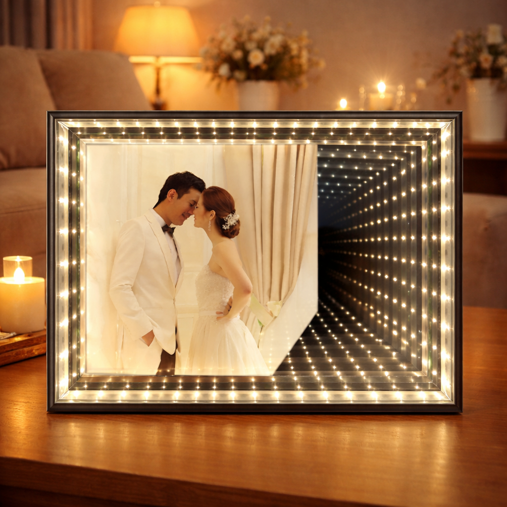 Portarretrato decorativo con luz blanca
