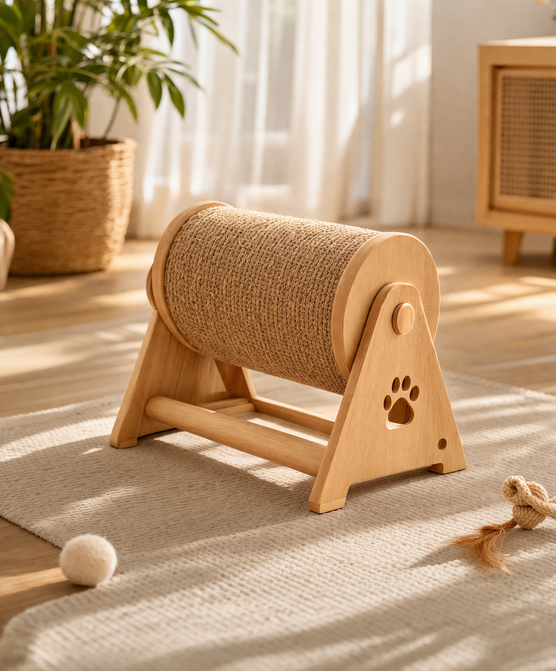 Rascador para Gato de Sisal y Madera – Diseño Natural Resistente
