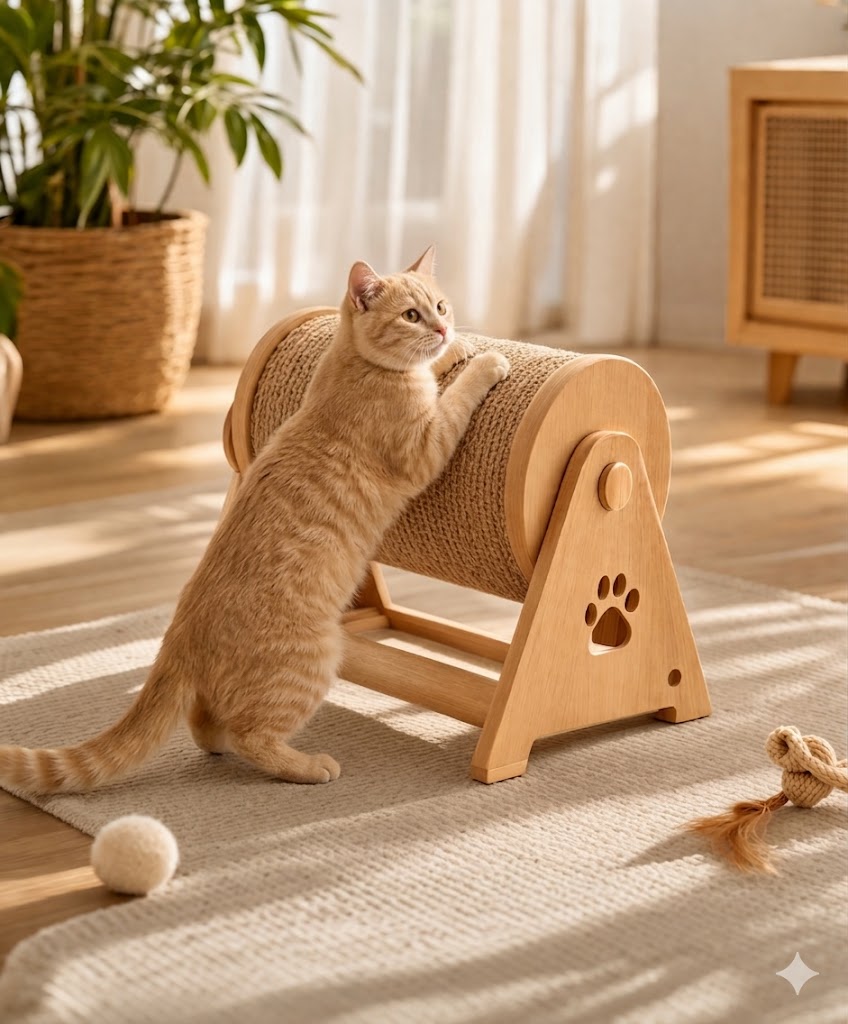Rascador para Gato de Sisal y Madera – Diseño Natural Resistente