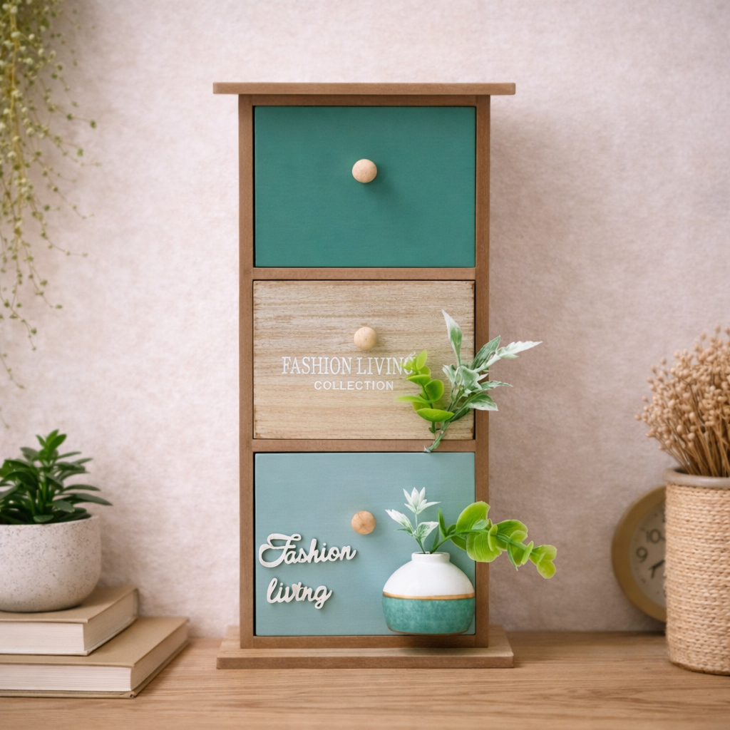 Caja organizadora de madera con 3 compartimientos