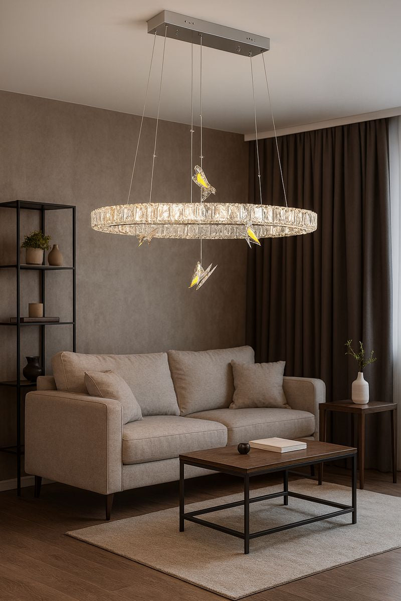 Lámpara Colgante de Cristal LED 32W con Control Remoto