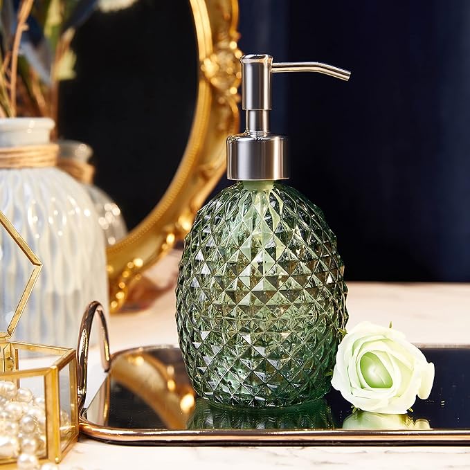 Dispensador de Jabón de Vidrio Verde Elegante