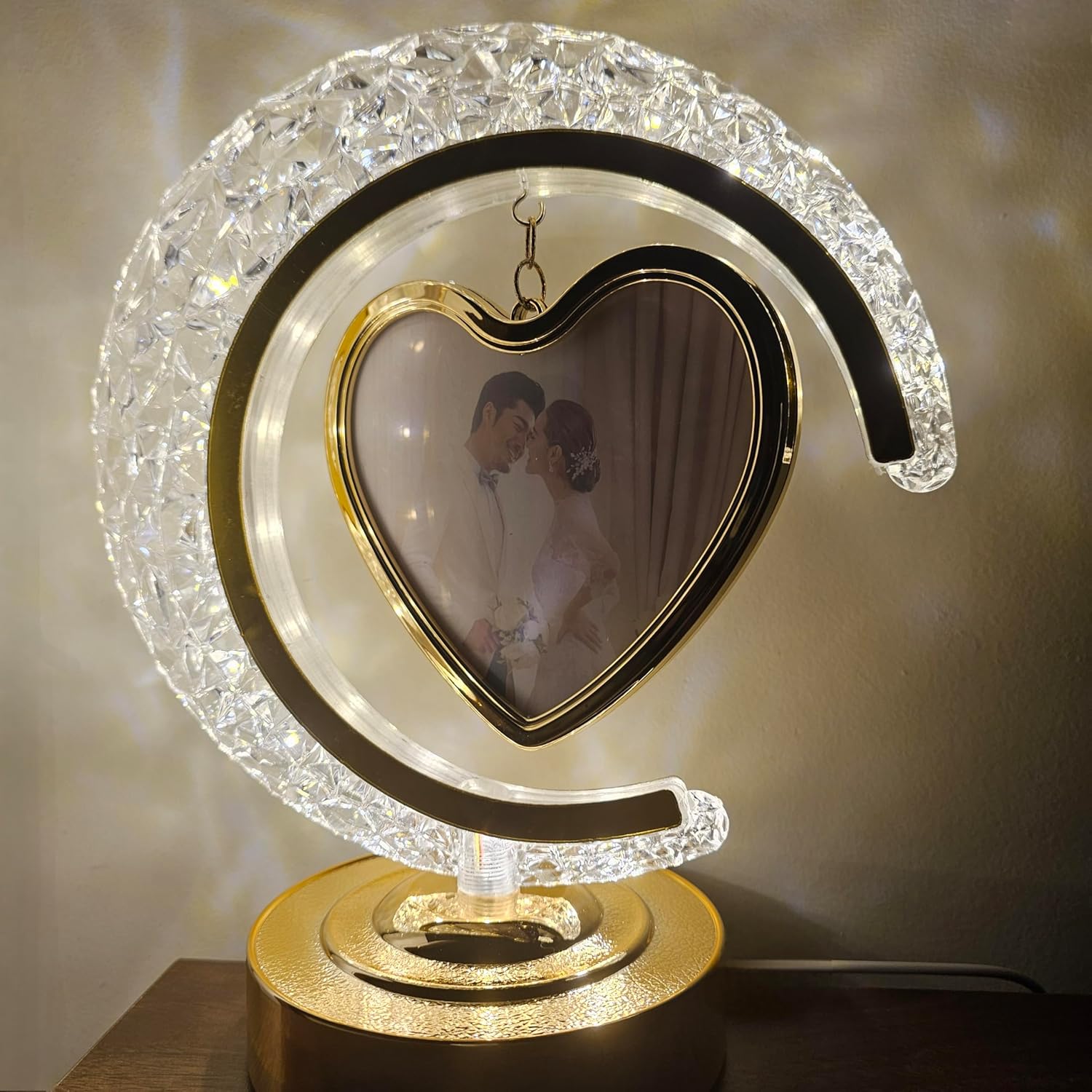 Portaretrato decorativo con luz LED media luna