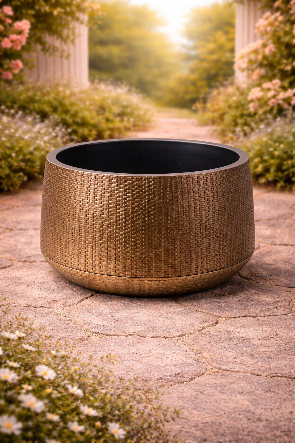 Maceta Decorativa Dorada Tipo Bowl