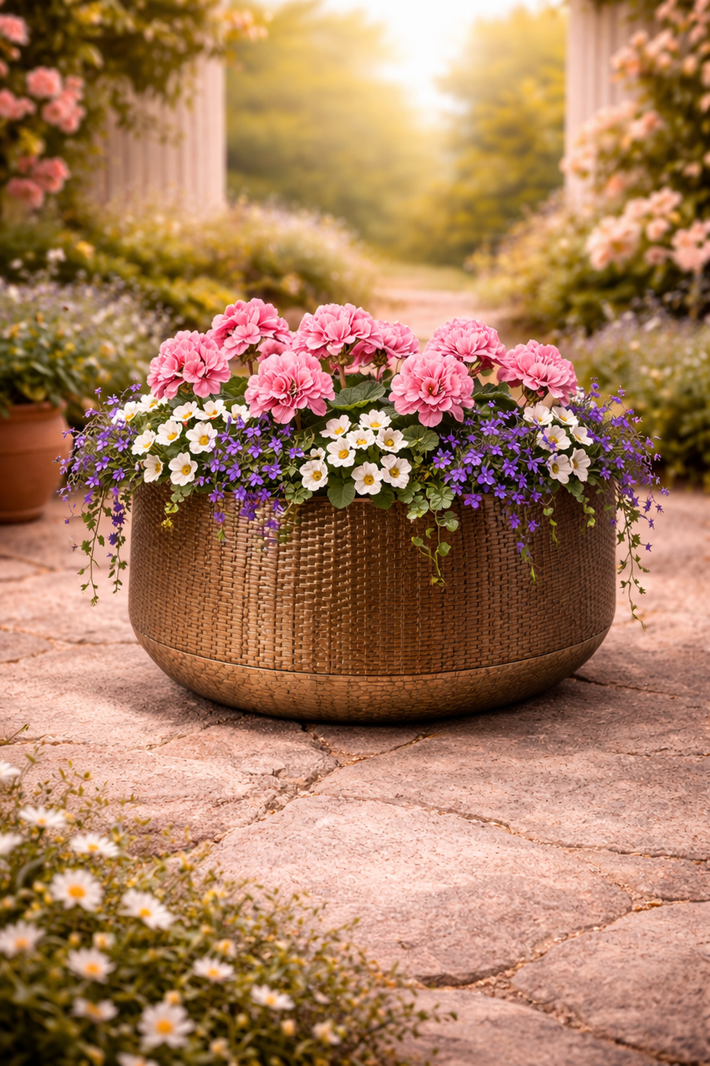 Maceta Decorativa Dorada Tipo Bowl