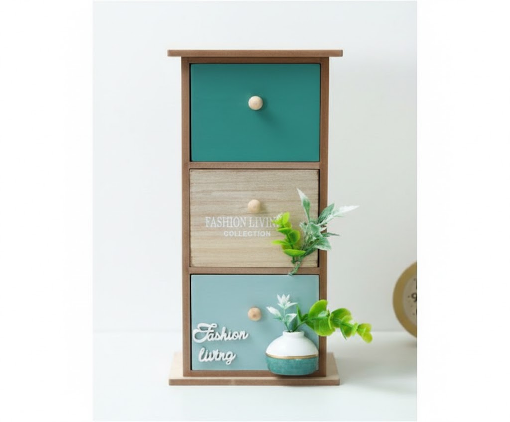 Caja organizadora de madera con 3 compartimientos