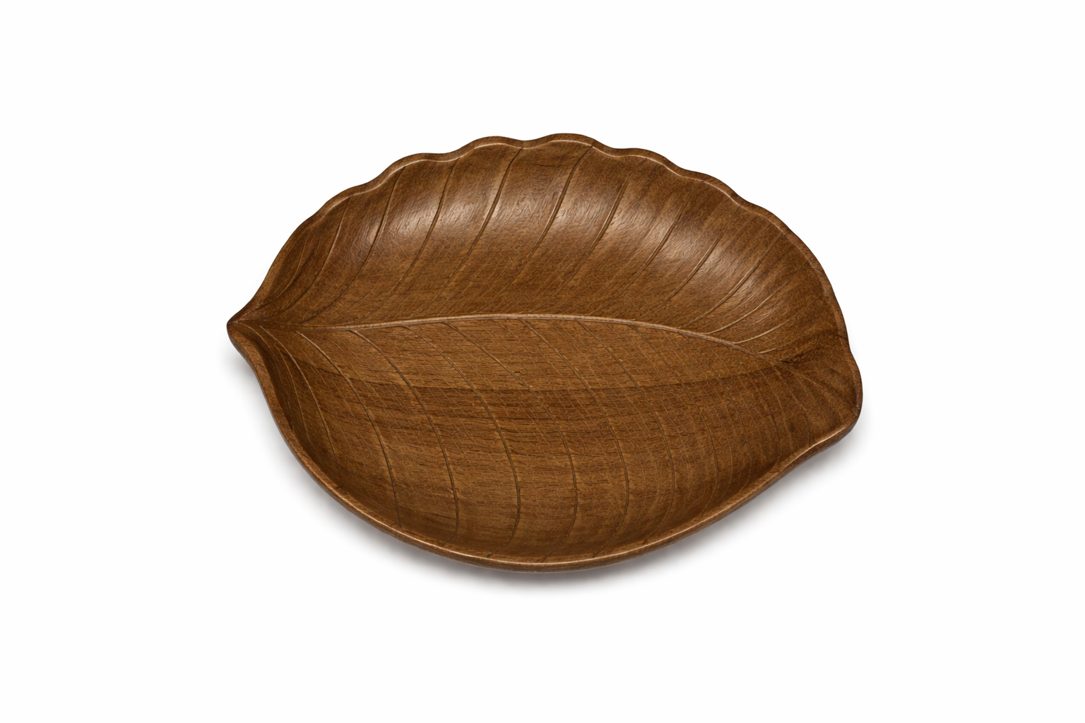 Bandeja Decorativa de Madera en Forma de Hoja