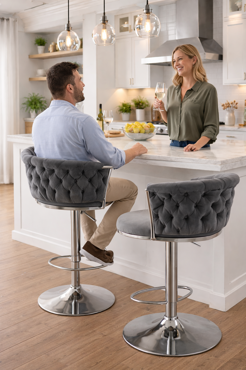 SILLA DE BAR  Metal + Tela | Moderna, Cómoda y Súper Resistente