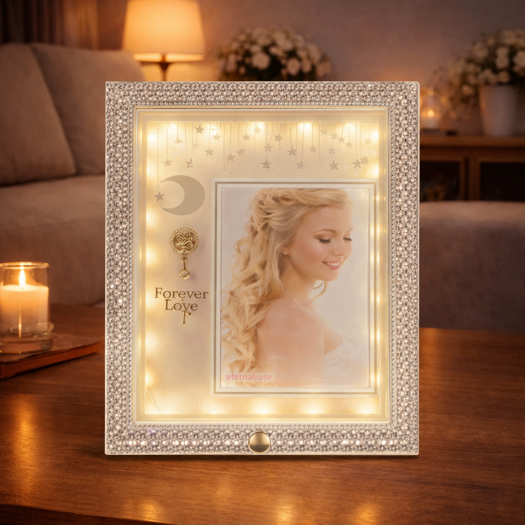 Portarretrato decorativo con luz LED blanca