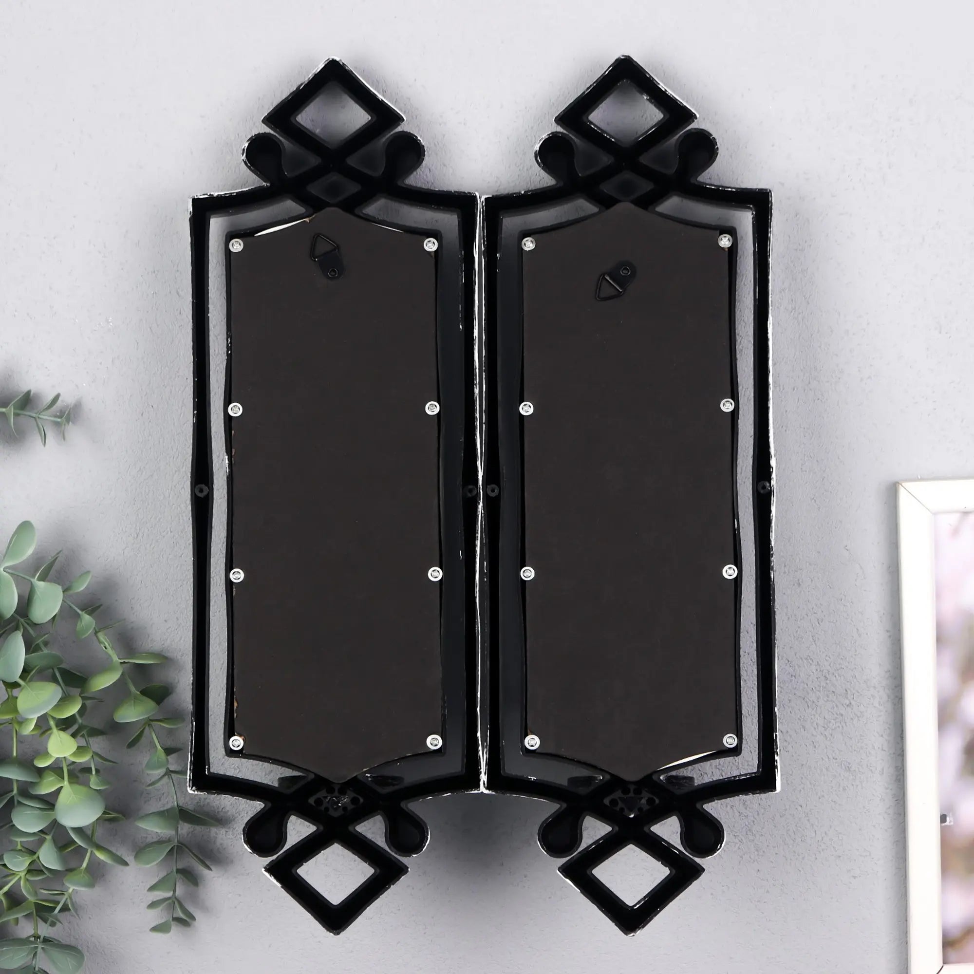 Espejo Decorativo con Portavelas “Mirror Light” Plateado – Juego de 2 | Diseño Elegante para el Hogar