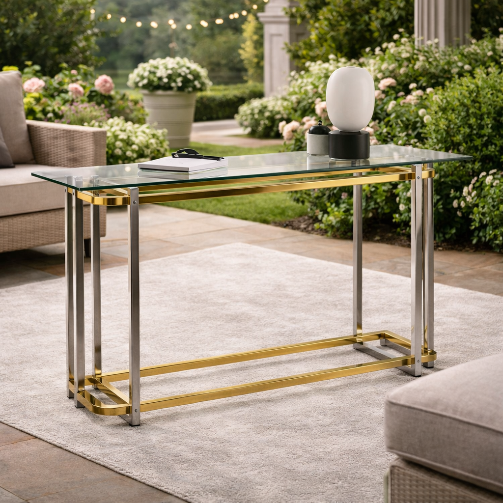 Mesa de Vidrio y Metálica para Comedor o Área Multiuso