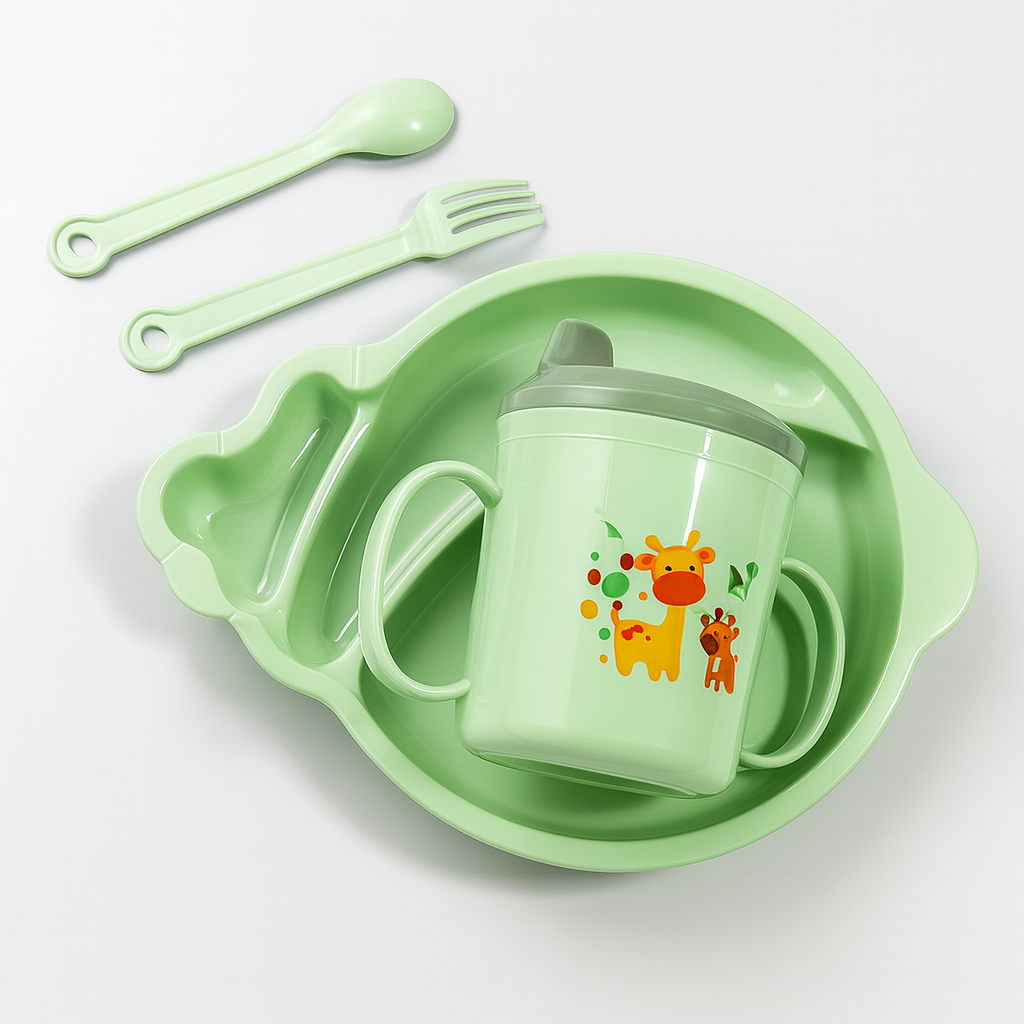 Set infantil de taza y vaso | Diseño Caracol y Pingüino