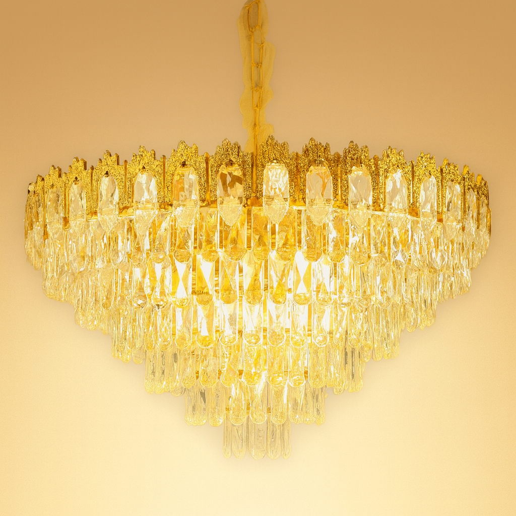 Lámpara de Cristal de Lujo – Dorado Electrolítico