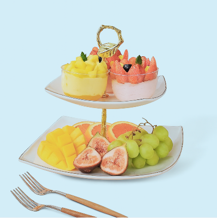 Plato Pastel Dorado y Blanco - 8.5" y 13"