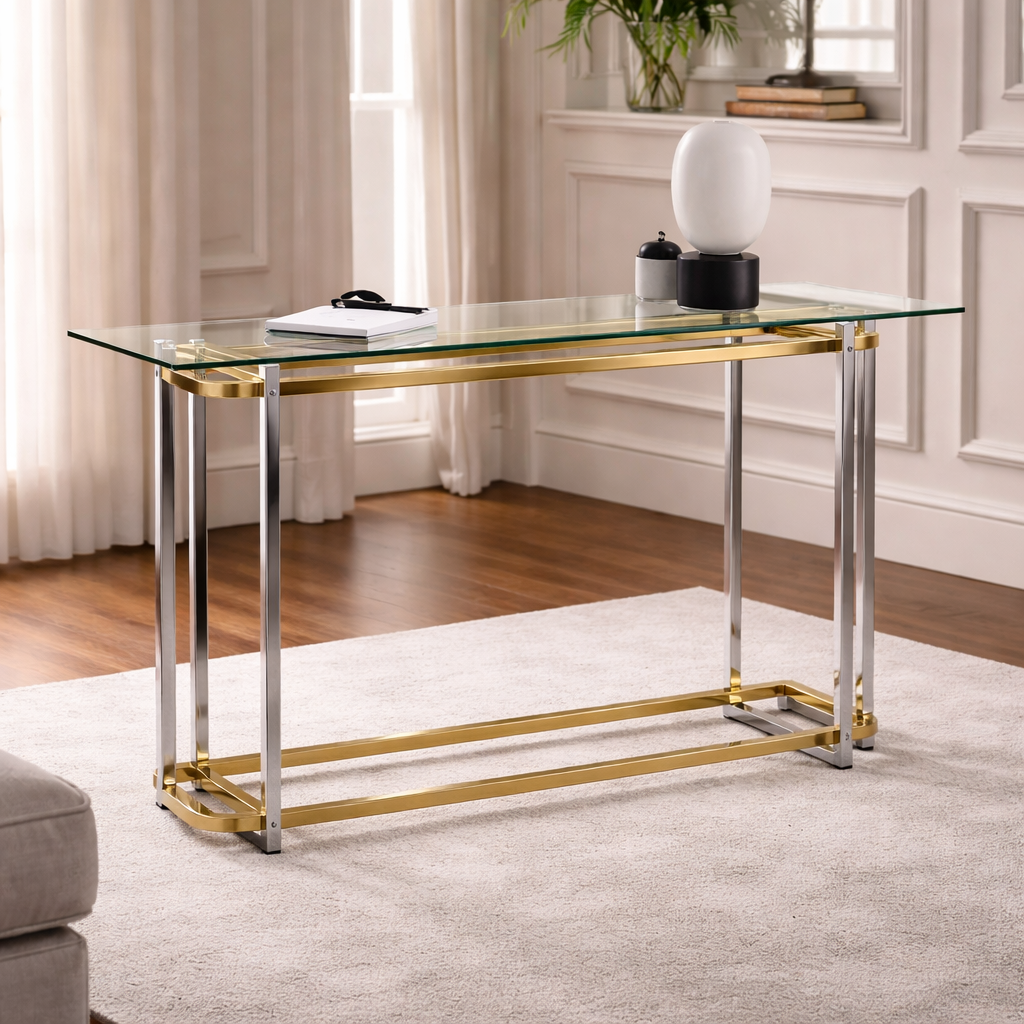 Mesa de Vidrio y Metálica para Comedor o Área Multiuso