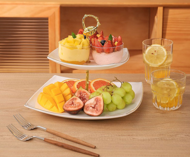 Plato Pastel Dorado y Blanco - 8.5" y 13"