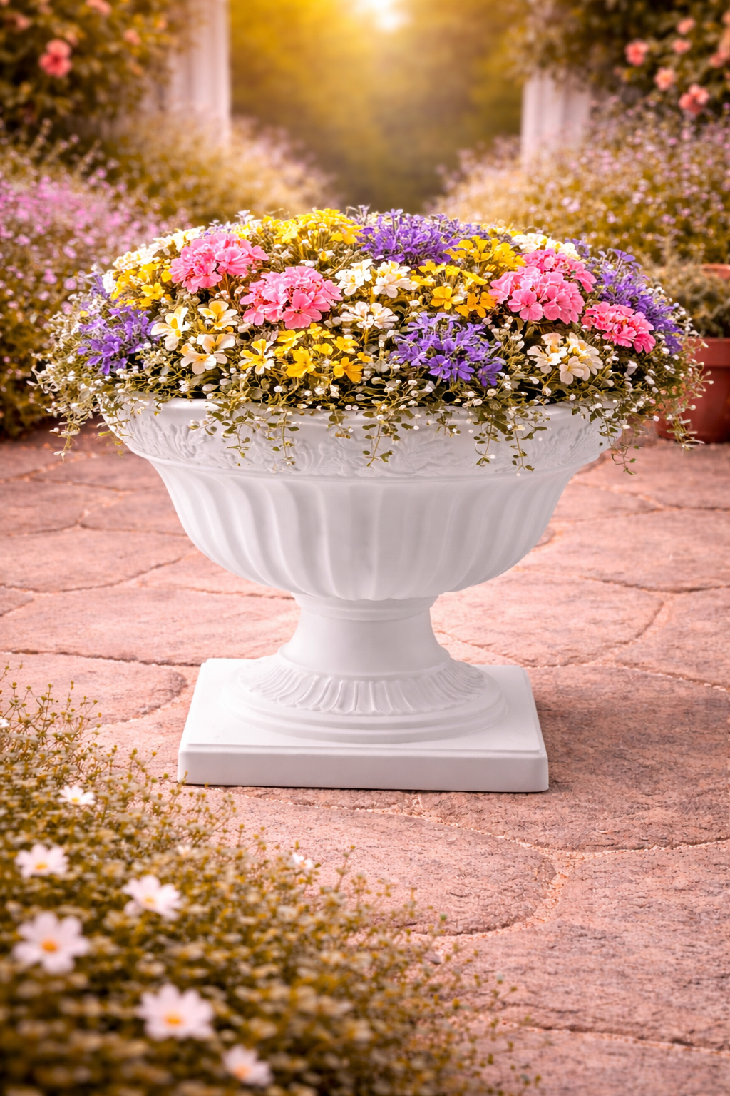 MACETA DECORATIVA BLANCA TIPO COPA