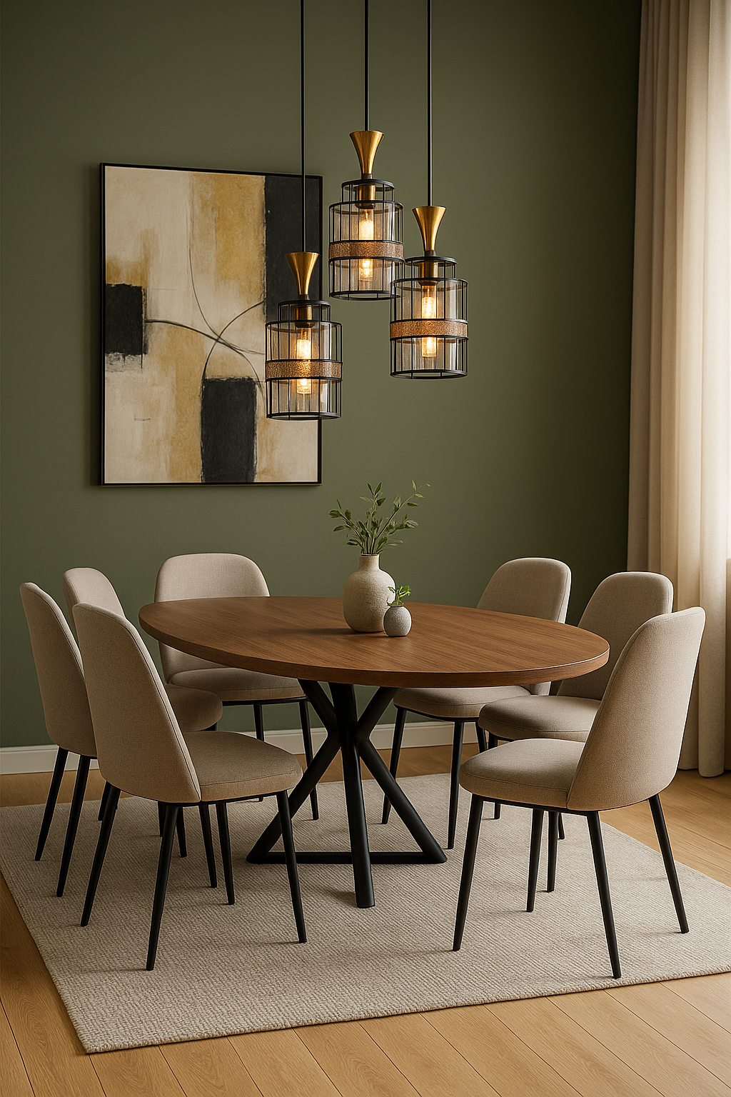 Lámpara colgante de 3 copas negro y marrón | Diseño moderno