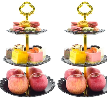 Platos para pastel lInea oro negro - 7.5"