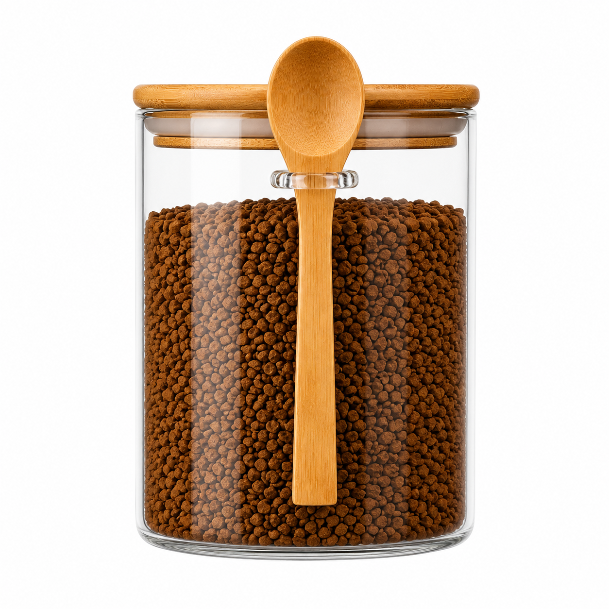 Tarro de vidrio con tapa y cuchara de bambú |