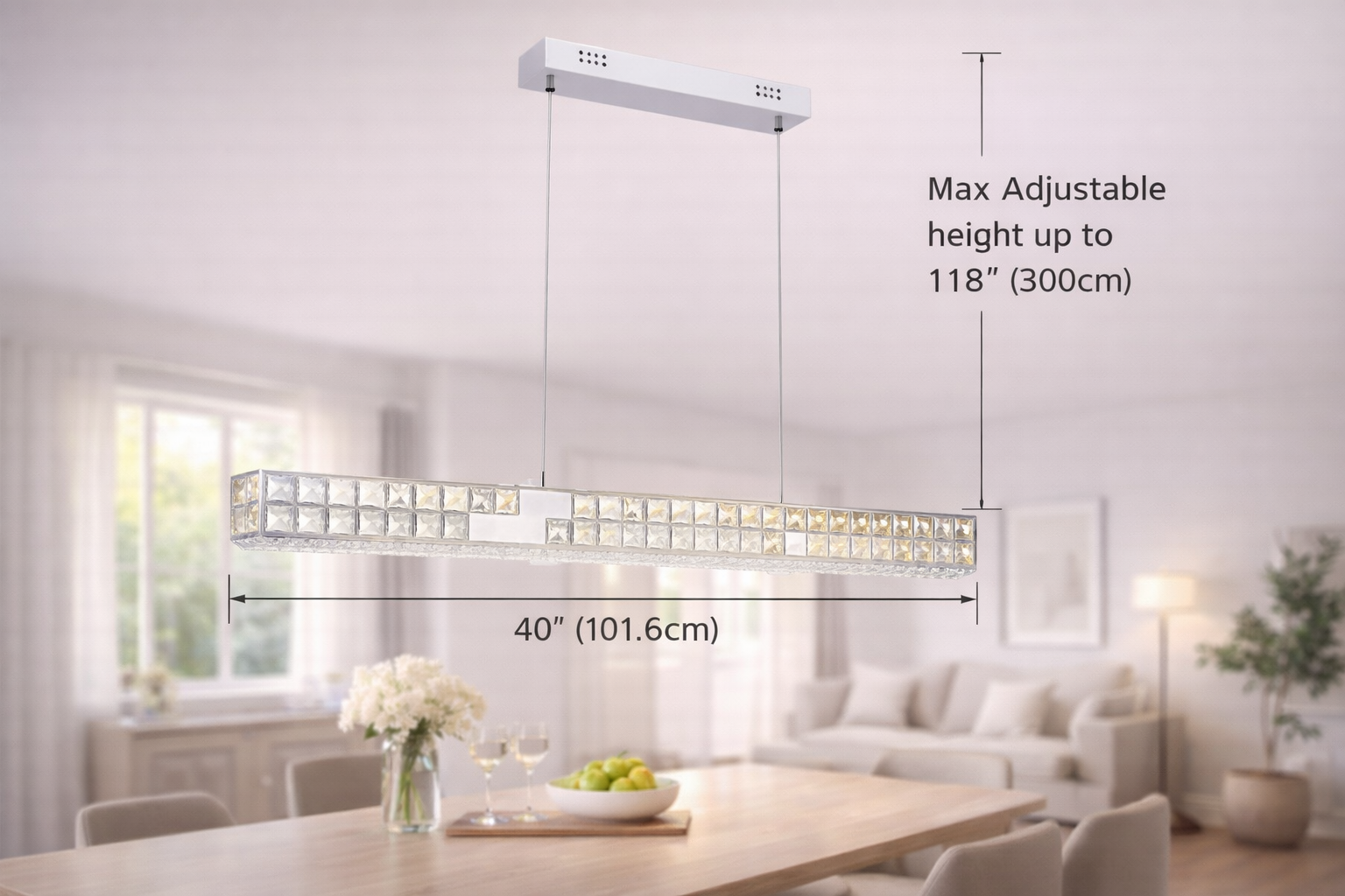 Lámpara Colgante Lineal de Cristal Premium – Brillo Excepcional