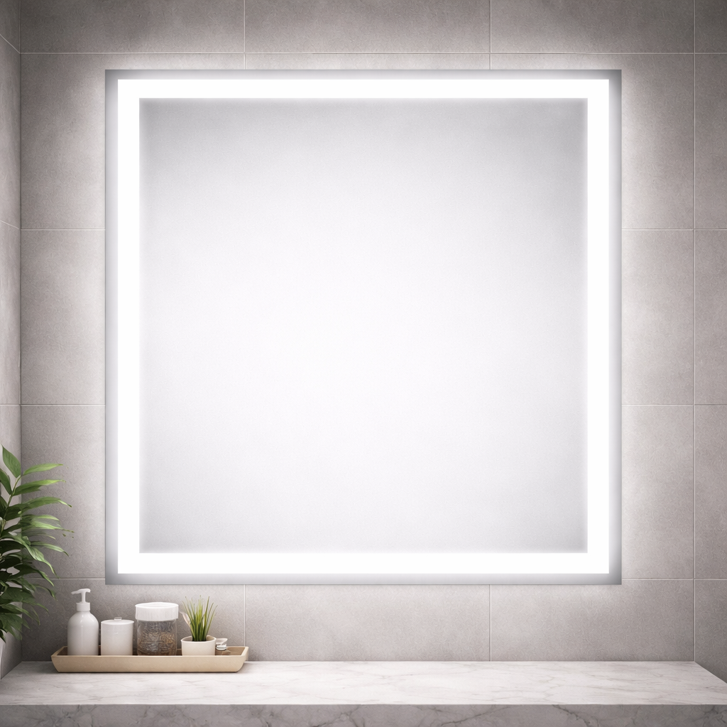 Espejo con luz LED elegante y moderno.