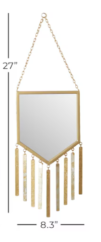 Espejo Decorativo Colgante Dorado con Detalles Colgantes