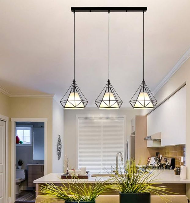 ámpara LED Decorativa de Techo Colgante – (Negro + Blanco)