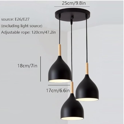 Lámpara colgante de 3 copas