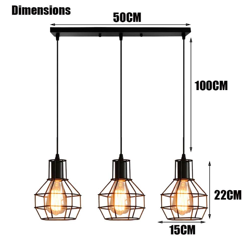 Lámpara Colgante de 3 Copas