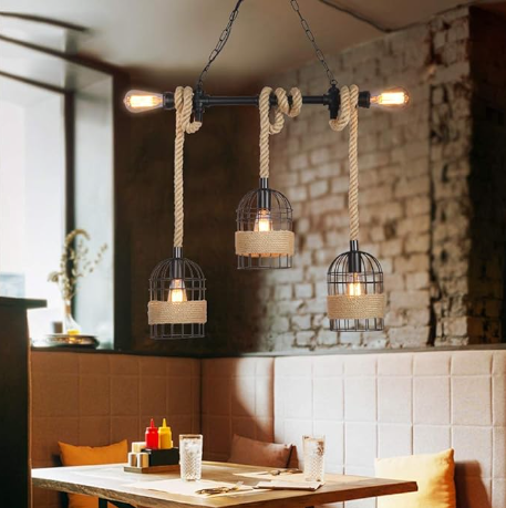 Lampara colgante de soga