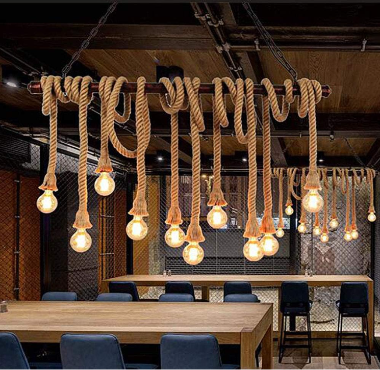 Lampara colgante de soga