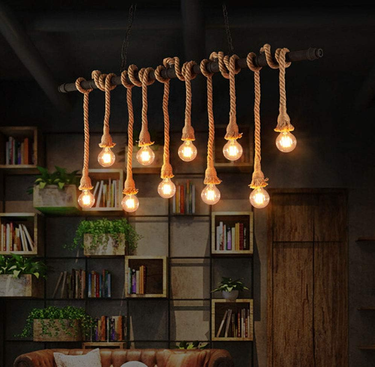 Lampara colgante de soga