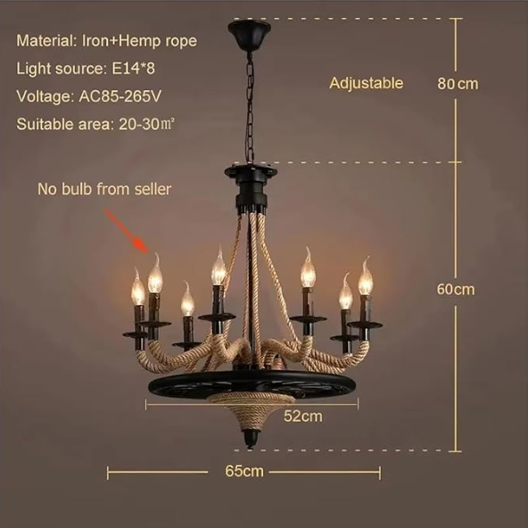 Lampara colgante de soga