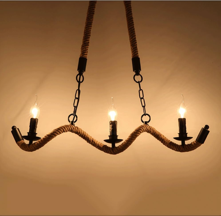 Lampara colgante de soga