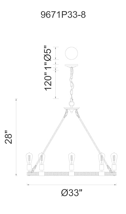 Lampara colgante de soga E27*6