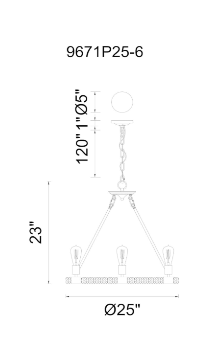 Lampara colgante de soga E27*6