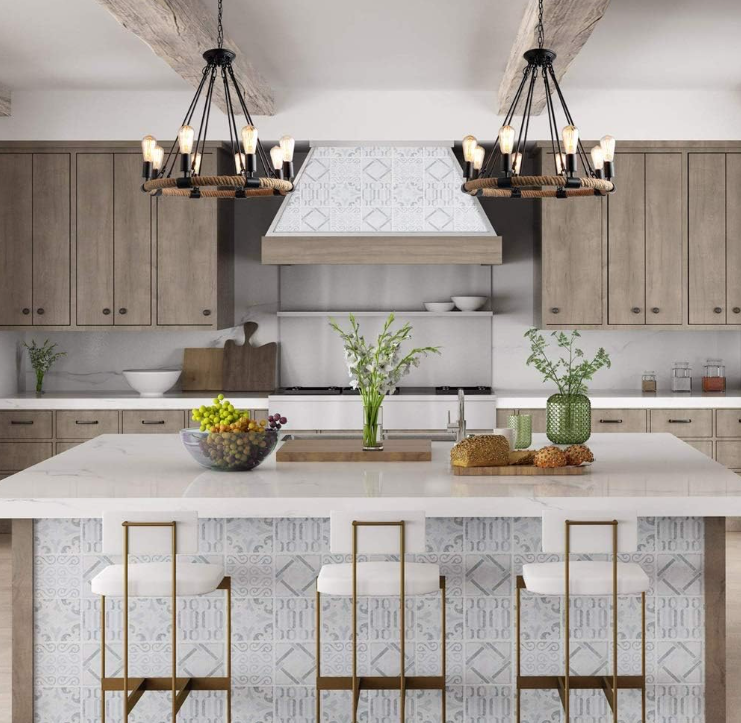 Lampara colgante de soga E27*6