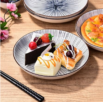 8" Plato con patron negro