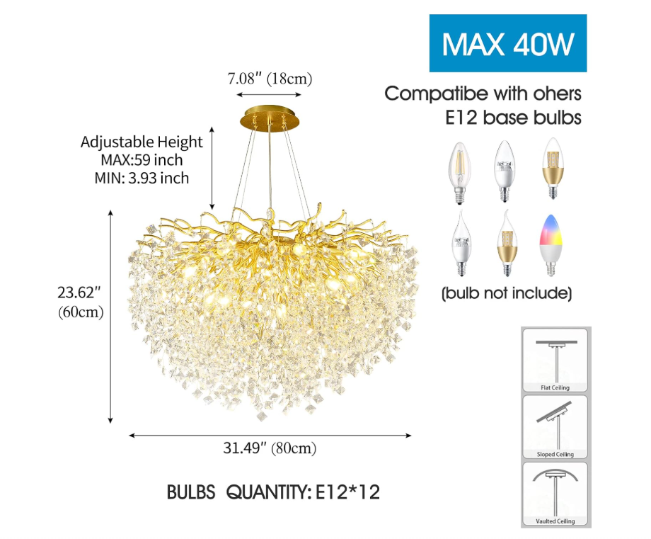 Lámpara Colgante de Cristal