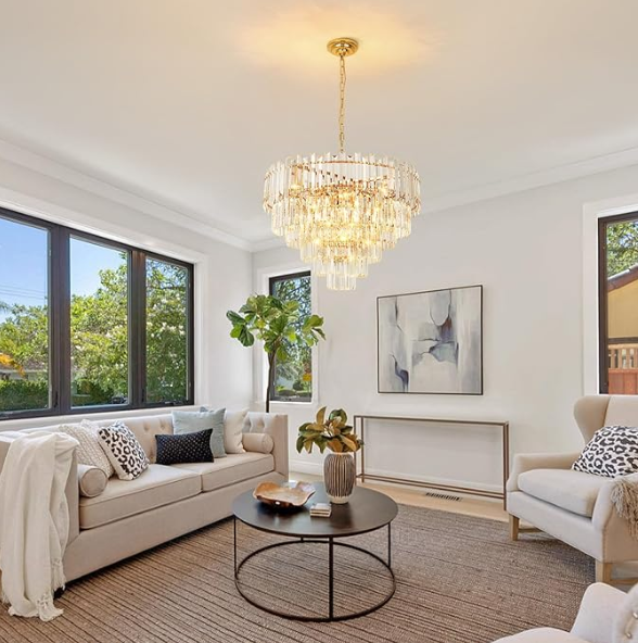 Lámpara de Cristal de Lujo–  Dorado Electrolítico