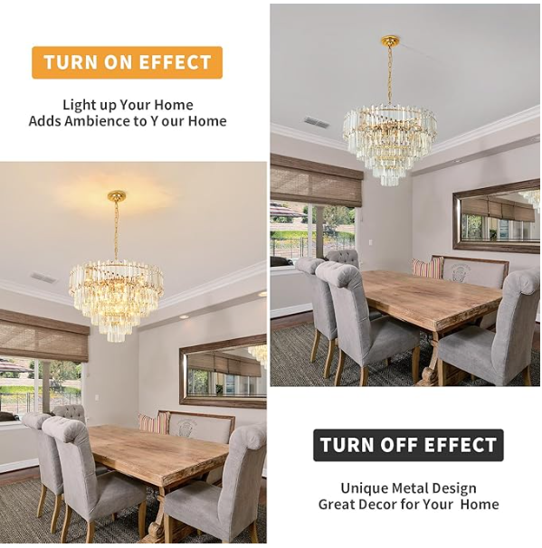 Lámpara de Cristal de Lujo–  Dorado Electrolítico