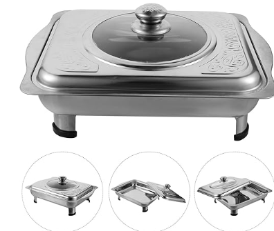 Bandeja de acero inoxidable con tapa combinada