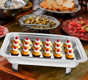 Bandeja de acero inoxidable con tapa