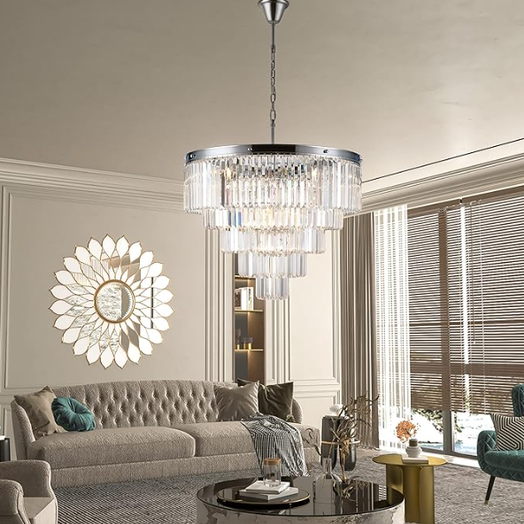 Lámpara Colgante de Cristal con Control Remoto