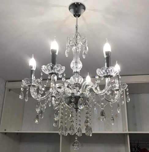 Lámpara colgante de cristal | E12 – Cromo electrochapado y transparente