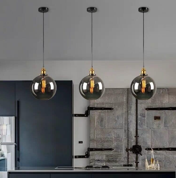 Lámpara Colgante de Cristal  – Gris Ahumado Ø150 mm