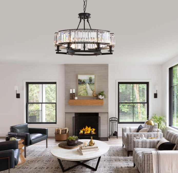 Candelabro redondo de cristal 6 luces – estilo industrial elegante