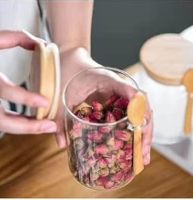 Tarro de vidrio con tapa y cuchara de bambú | 1500 ml