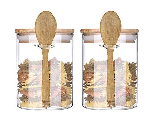 Tarro de vidrio cilíndrico con tapa de bambú | 900 ml